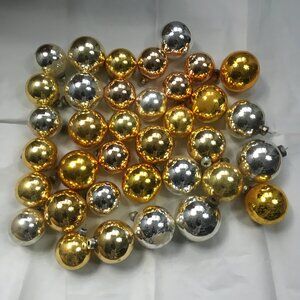 36 Vintage Glass Christmas Ornaments Mercury Gold Silver VTG Estate Lot Set
